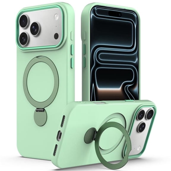 For IPhone 17 Pro Max Case (Compatible With MagSafe)  With Invisible Magnetic O-Ring Stand Military-Grade Shockproof Phone Case,Green,For iPhone 17 Pro Max