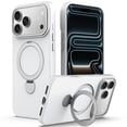 thumbnail image 1 of For IPhone 17 Pro Max Case (Compatible With MagSafe)  With Invisible Magnetic O-Ring Stand Military-Grade Shockproof Phone Case,White,For iPhone 17 Pro Max, 1 of 7