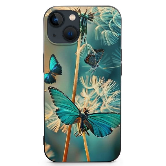 IPhone series wildflower plant protective case, dandelion dragonfly protective case, shock-absorbing ultra-thin phone case, Suitable for iPhone 13/iPhone 14 full range phone cases