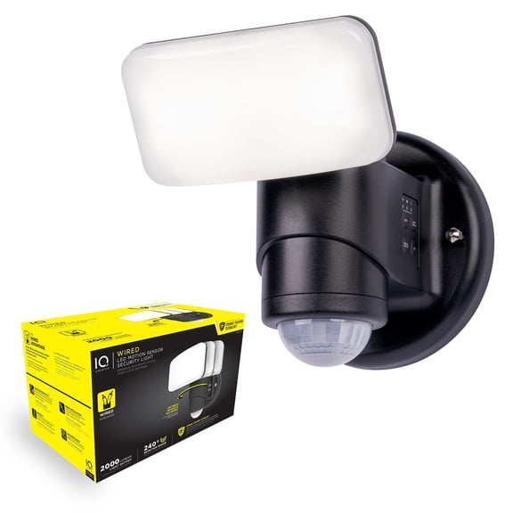 IQ America Dynamic Tracking Wired Motion Sensor Security Light – 2000 Lumens, Black