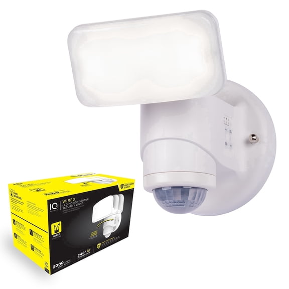 IQ America Dynamic Tracking Wired Motion Sensor Security Light – 2000 Lumens, White