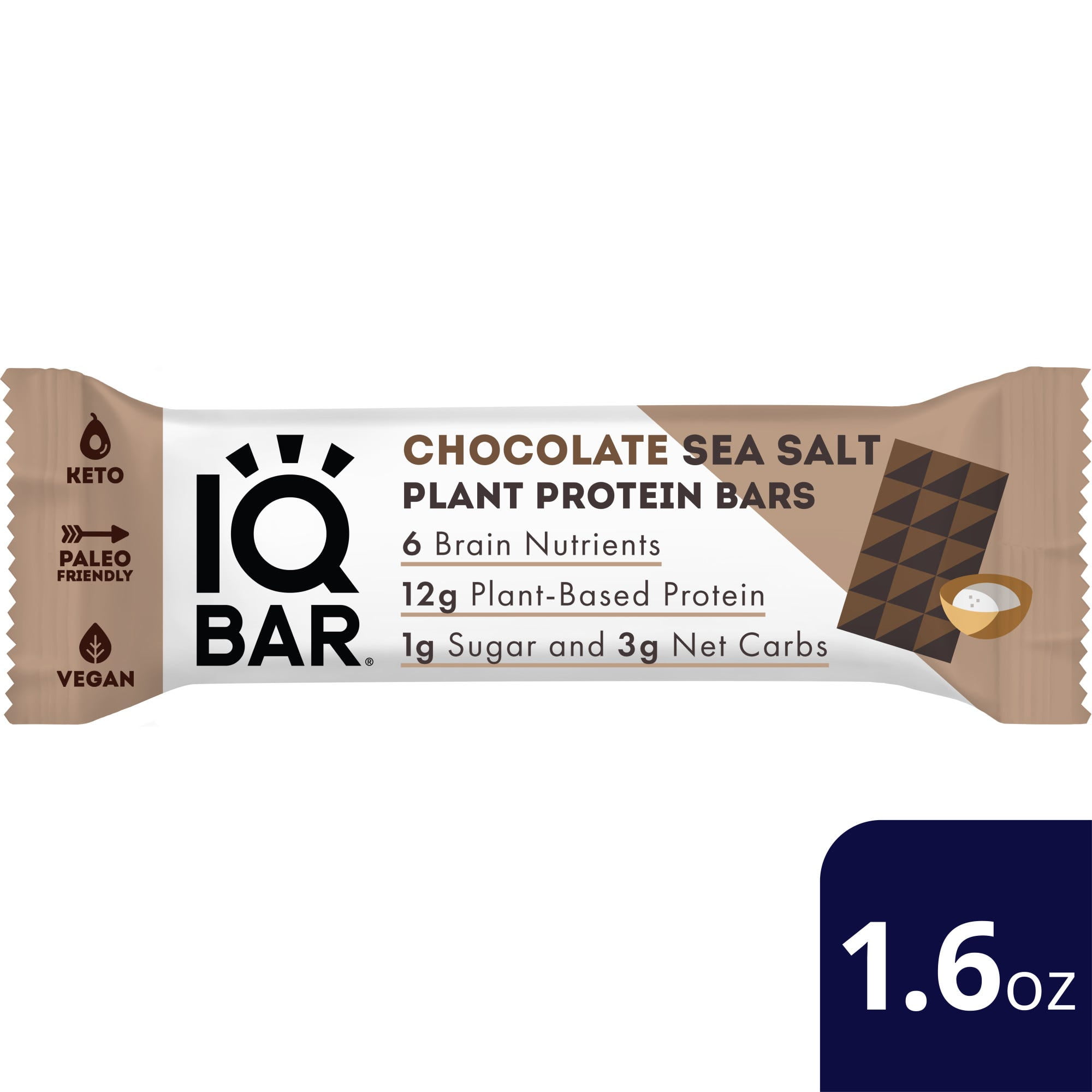 IQ Bar, Chocolate Sea Salt, 1.6oz, Pack of 12