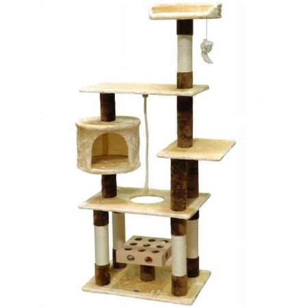 IQ Busy Box Cat Tree House Toy Condo Pet Furniture, 30 W x 16.25 L x 67 H in.