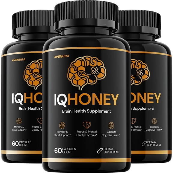 IQ Honey Capsules – IQHoney Pills Advanced Formula Natural Blend, 3 Pack, 180 Capsules