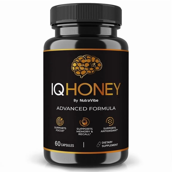IQ Honey Pills – Daily Formula with a Natural Blend to Help Maintain Focus, Memory & Concentration | Clean, Gentle, Easy-to-Swallow Capsules for Everyday Sharpness (60 Capsules)