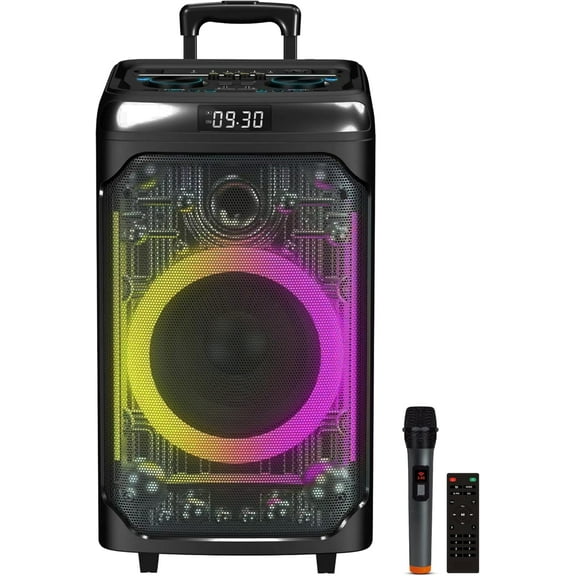 IQ Sound 12 Inch Rechargeable Bluetooth Party Speaker 100W LED Light Show FM Radio Mic Guitar USB AUX TWS IQ-7612DJBT