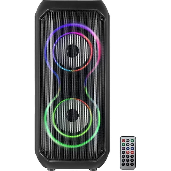 IQ Sound IQ-3404BT 2x4-inch High Efficiency Speaker System, Bluetooth Enabled with TWS, Colorful LED Lights, USB/Micro S
