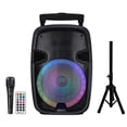 thumbnail image 1 of IQ Sound IQ-5715DJBT 5-inch Portable Bluetooth Speaker with TWS, Bluetooth 5.0, Colorful LED Light Show, Multiple Connectivity Options, FM Radio, Mic Input, Remote Control, and Tripod, 1 of 7