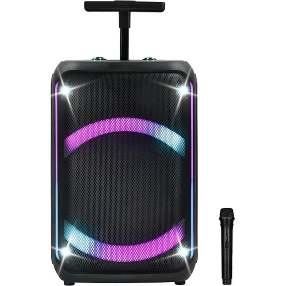 IQ Sound IQ-5912DJBT 12-inch Portable Bluetooth Speaker with True Wireless Stereo, Colorful LED Lights, Full Control Panel, USB, Micro SD, AUX Inputs, FM Radio, Mic Input - Perfect Sound Companion