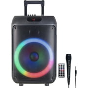 IQ Sound IQ-6412DJBT 2 X 12-inch Portable Bluetooth Speaker, TWS, FM Radio, LED Lights, USB/Micro SD, Built-in Wheels, R