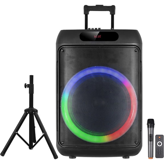IQ Sound IQ-6915DJBT 15 inch Portable Bluetooth Party Speaker 40W, TWS, LED Lights, Wireless Mic, Rechargeable