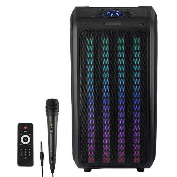 IQ Sound IQ-8265BT 2 x 6.5-Inch Portable Bluetooth Backpack Speaker with LED Light Panel, TWS, FM Radio, Mic Input, USB/Micro SD/AUX Input, Remote Control, Rechargeable Battery