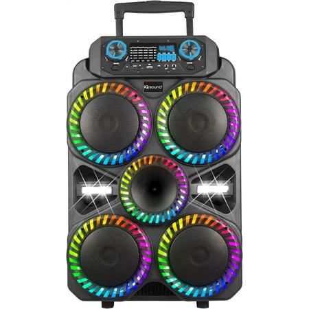 IQ Sound IQ-8408DJBT Vortex Pro 4X8 Portable Bluetooth Speaker w/TWS, LED Lights, 40W RMS, USB/SD/FM/AUX, Mic & Remote,