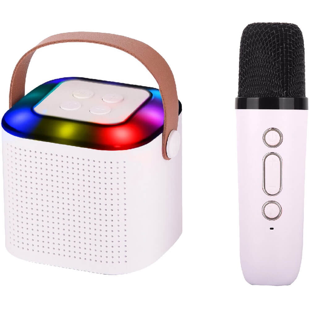 Supersonic IQ808WHT Mini Bluetooth Karaoke Speaker with Wireless Mic - White