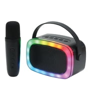 IQ Sound Mini Karaoke Portable Bluetooth Speaker with Wireless Microphone and RGB Light Show, IQ-908K , Black