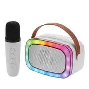 IQ Sound Mini Karaoke Portable Bluetooth Speaker with Wireless Microphone and RGB Light Show, IQ-908K , White