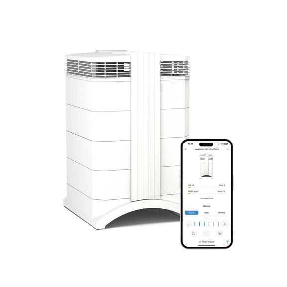 IQAir HealthPro Compact XE Air Purifier - Compact HyperHEPA Fration for Rooms up to 1240 sq ft - Allergens, Smoke, Dust, Mold, Pet Dander, Swiss Made, WiFi Enabled