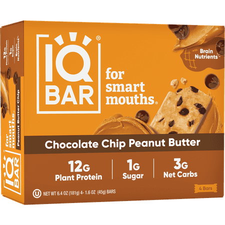 IQBAR Brain & Body Bars Peanut Butter Chip - 4 Bars