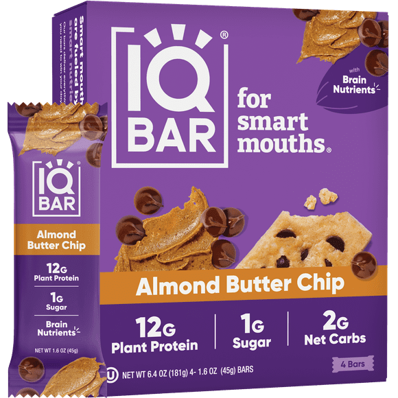 IQBAR Brain and Body Almond Butter Chocolate Chip Keto Protein Bars 4