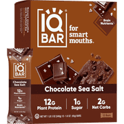 IQBAR Clean Plant Protein Bars - Chocolate Sea Salt - 12 Count - Keto, Vegan, High Fiber, Gluten and Dairy Free, Low Sugar Snack