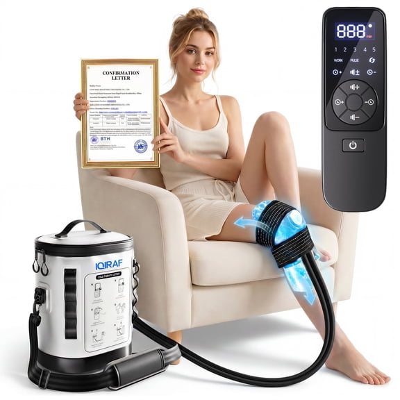 IQIRAF Cold Therapy Machine Portable Ice Machine for Knee After Surgery Programmable Timer, Cryotherapy System Replacement with Compression Pad for Ankle, Shoulder, Foot, Hip Pain Relief -White