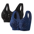 thumbnail image 1 of IQOGKRN 2 Pack Front Snap Closure Bras for Women No Underwire Push Up Bra Plus Size Front Button Comfort Cotton Bras Color #7 Size 46, 1 of 2