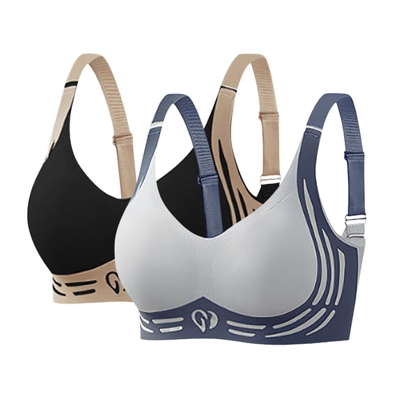 IQOGKRN 2-Pack Women's Jelly Bras No Underwire Comfort Wireless Push Up Bras Seamless Tshirt Bralettes Multicolor #4 2XL