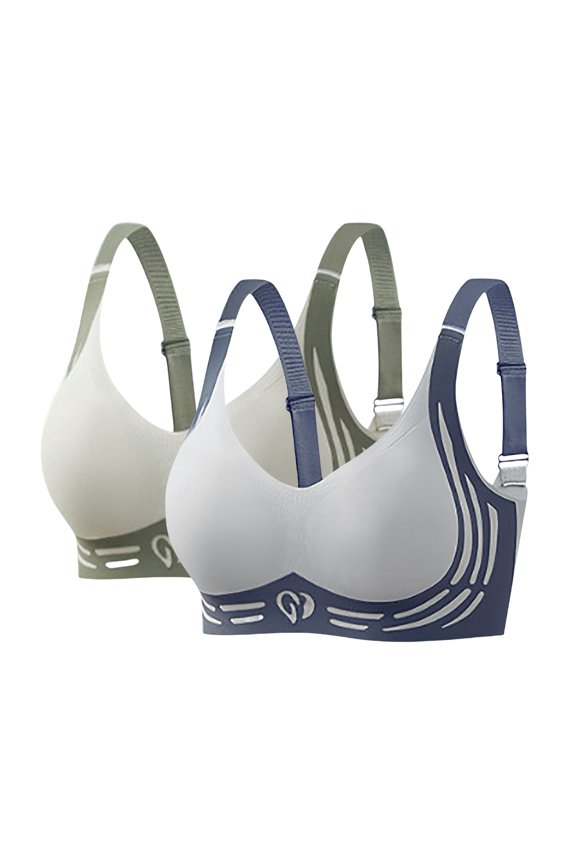 2-Pack Women's Jelly Bras No Underwire Comfort Wireless Push Up Bras Seamless Tshirt Bralettes Multicolor #9 3XL