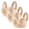 thumbnail image 1 of IQOGKRN 3 Pack Seamless Bra Sports Bras for Women No Underwire Comfort Push Up Soft Wireless Bralette Full Coverage Everyday Bras Khaki L, 1 of 8
