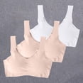 thumbnail image 1 of IQOGKRN 3 Pack Women Ice Silk Seamless Wireless Sports Bra No Underwire Plus Size Gentle Push Up V Neck Wide Vest Straps High Elastic Bras Yellow M, 1 of 9