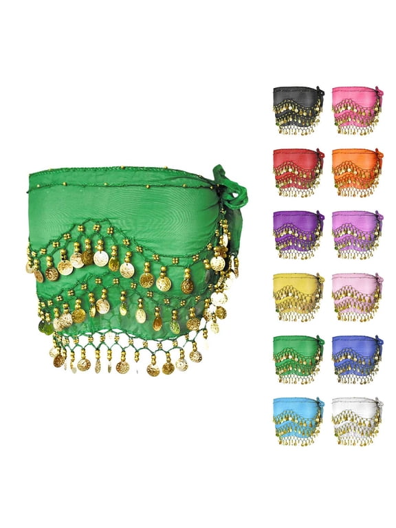 Belly Dance Hip Scarf elly Dance Skirt Sequin Tassel Skirt Wrap Sparkly Tinsel Fringe Skirts with Sequins Black One Size
