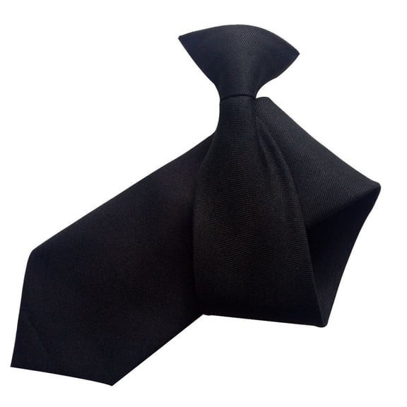 IQOGKRN Clip on Tie for Men Clip on Easy Necktie Plain Tie for Business Office Wedding Suit Black One Size