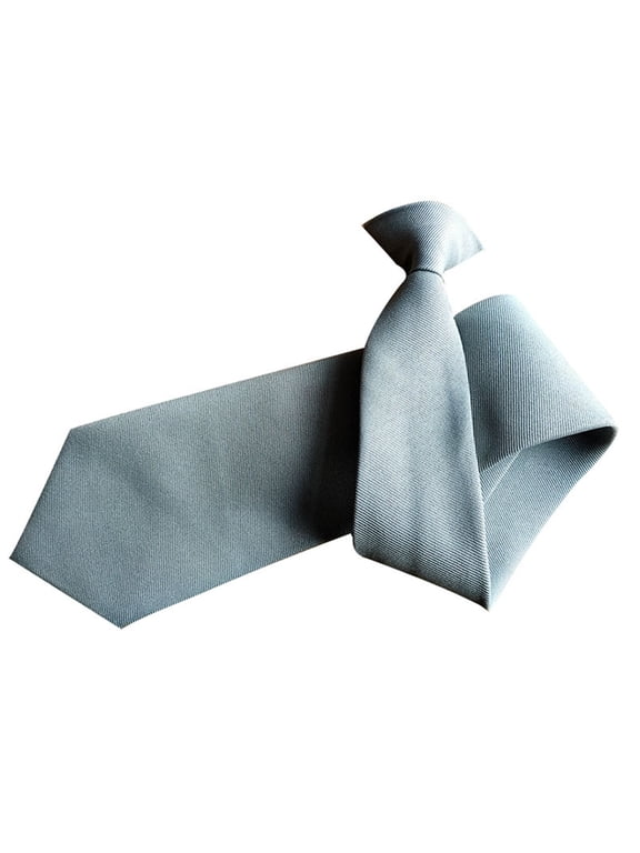 Clip on Tie for Men Clip on Easy Necktie Plain Tie for Business Office Wedding Suit Grey One Size