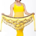 thumbnail image 1 of IQOGKRN Hip Scarf for Belly Dancing Women's Belly Dance Scarf with Gold Coins Skirts for Bellydance Yellow One Size, 1 of 4