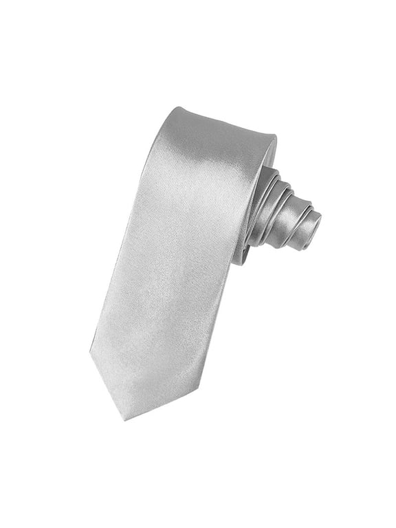 Men Women Plain Satin Pure Color Business Formal Necktie Tie Business Formal Wear Casual Multi Occasion Use Gray One Size