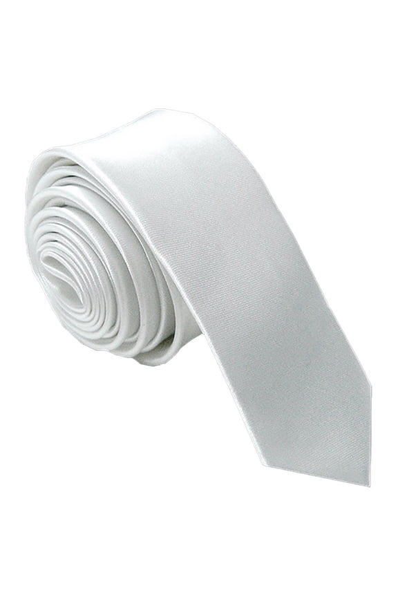 Men Women Plain Satin Pure Color Business Formal Necktie Tie Business Formal Wear Casual Multi Occasion Use White One Size