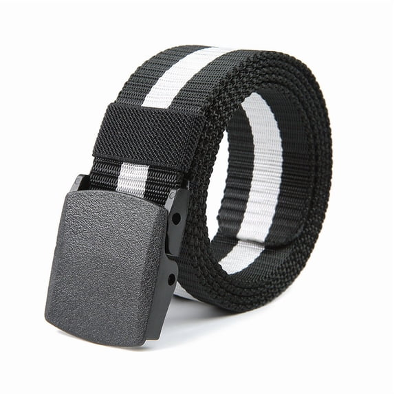 IQOGKRN Men's Adjustable Canvas Web Belt with Plastic Buckle Durable Waist Strap for Outdoor Casual Wear Black One Size