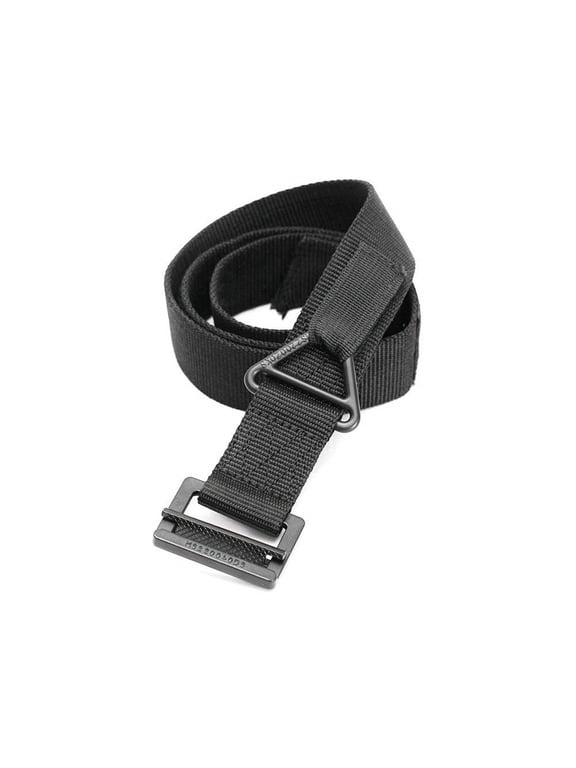 Men's Tactical Nylon Webbing Belt with Heavy-Duty Buckle Adjustable Outdoor Utility Waist Strap for Hiking & Workwear Black One Size