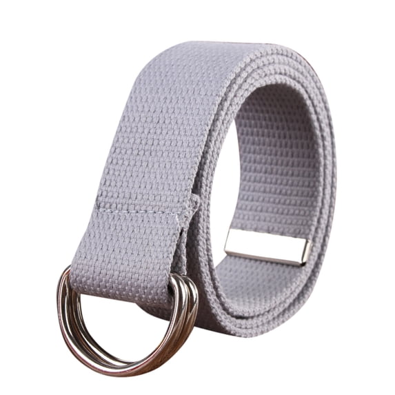 IQOGKRN Mens Canvas Belt with Metal Double D-ring Unisex Web Cloth Casual Belt for Jeans Pants Gray One Size