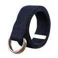 thumbnail image 1 of IQOGKRN Mens Canvas Belt with Metal Double D-ring Unisex Web Cloth Casual Belt for Jeans Pants Navy One Size, 1 of 3