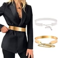thumbnail image 1 of IQOGKRN Metal Waist Belt Women Shiny Polished Mirror Chain Belts Metallic Waistband Adjustable Body Link Dress Belts Gold One Size, 1 of 4