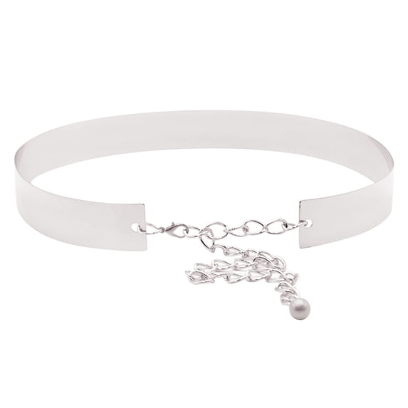 IQOGKRN Metal Waist Belt Women Shiny Polished Mirror Chain Belts Metallic Waistband Adjustable Body Link Dress Belts Silver One Size