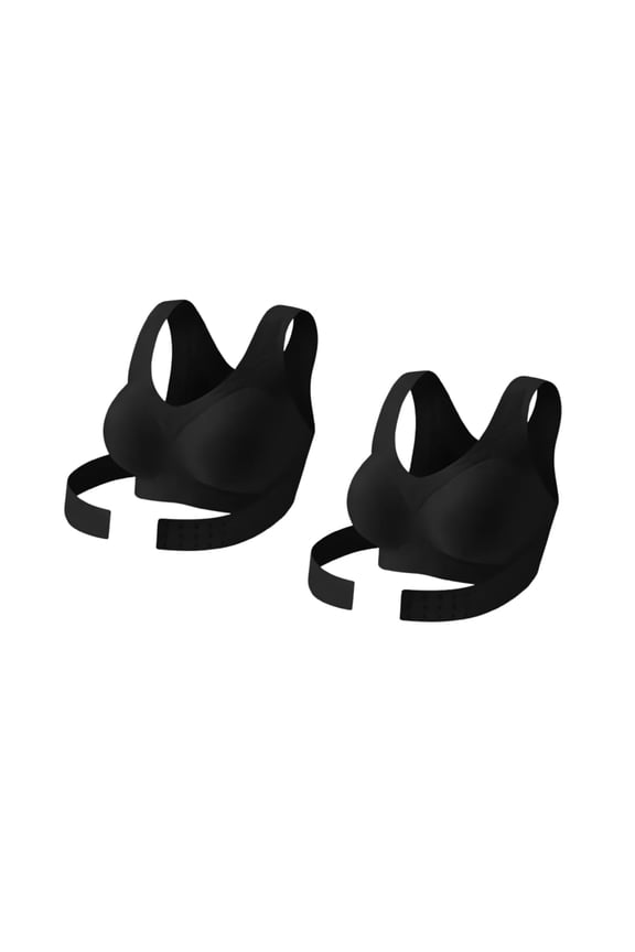 Seamless Breathable Shaping Corrective Support Bra Women's Front Closure Seamless Back Posture Corrector Full Coverage Seamless Push up Bras Black(2pcs Bra) M