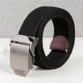 thumbnail image 1 of IQOGKRN Unisex Canvas Web Belt Automatic Metal Buckle Cut-To-Fit Adjustable Breathable Woven Strap Belt Black2 130cm, 1 of 1