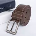 thumbnail image 1 of IQOGKRN Unisex Faux Leather Belt For Men Women Vintage Contrast Stitch Casual Waist Strap With Antique Silver Pin Buckle Coffee One Size, 1 of 5