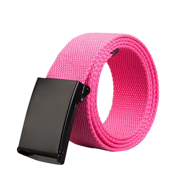 IQOGKRN Unisex Lightweight Canvas Web Belt Plastic Slide Buckle Cut-To-Fit Adjustable Casual Waist Strap For Jeans Pants Hot Pink One Size