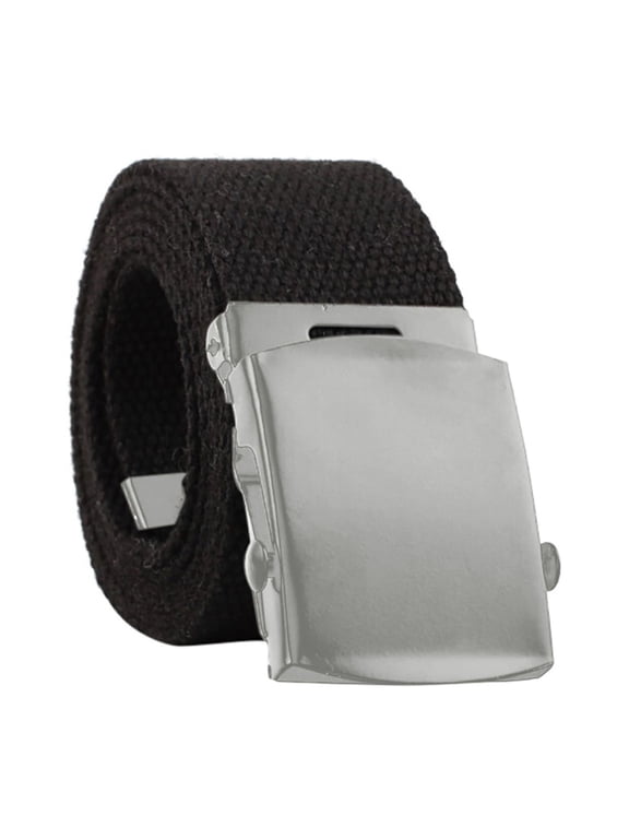 Unisex Woven Canvas Web Belt Smooth Slide Automatic Buckle Cut-To-Fit Adjustable Casual Waist Strap Pants Belt Black One Size