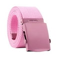 thumbnail image 1 of IQOGKRN Unisex Woven Canvas Web Belt Smooth Slide Automatic Buckle Cut-To-Fit Adjustable Casual Waist Strap Pants Belt Pink One Size, 1 of 1