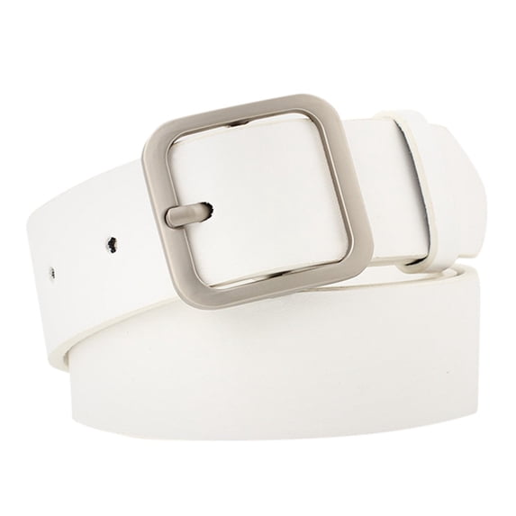 IQOGKRN Versatile Ladies PU Leather Waist Belt Matte Square Frame Pin Buckle Adjustable Strap Fashion Waist Accessory For Denim Jeans White2 One Size