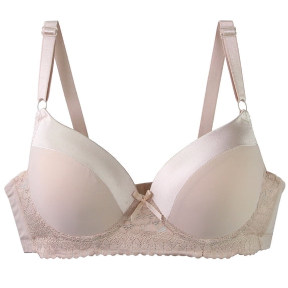 IQOGKRN Women Elegant Wireless Floral Lace Bra Full Coverage Comfort Brassiere Soft Breathable Everyday Bra Beige 100A